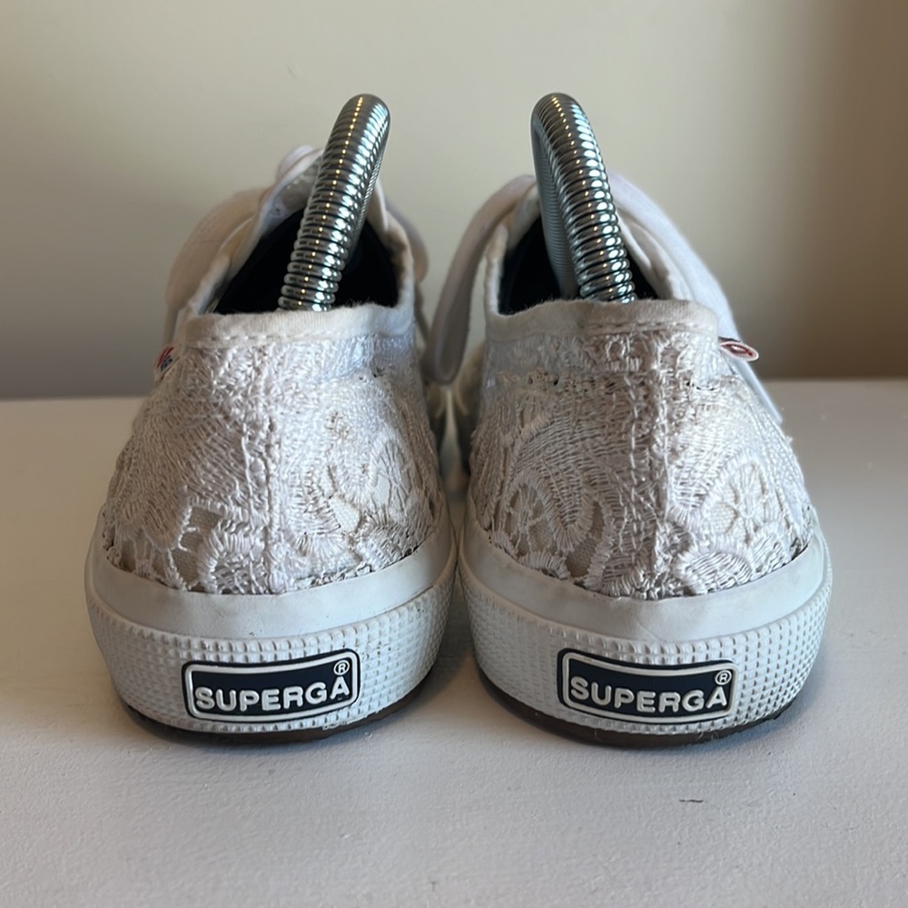 Superga 2750 White Macrame Lace Up Sneakers Size 9 - Picture 5 of 9
